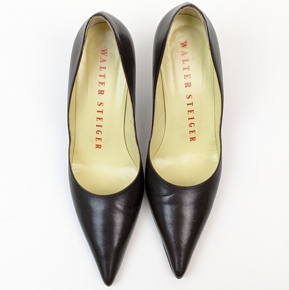 Walter Steiger Chocolate Brown Leather Heels - Picture 1 of 6